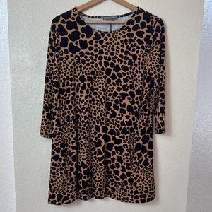 Jessica London Long Sleeves Mini Swing Leopard Print Women's Dress.